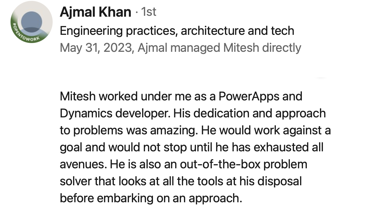 LinkedIn recommendation from Ajmal Khan