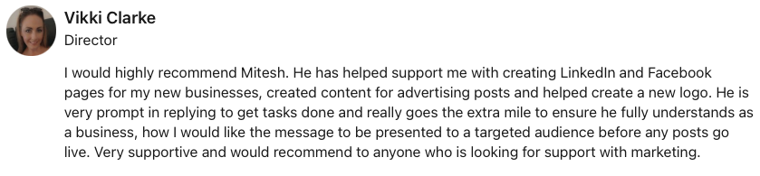 Testimonial from Vikki Clarke